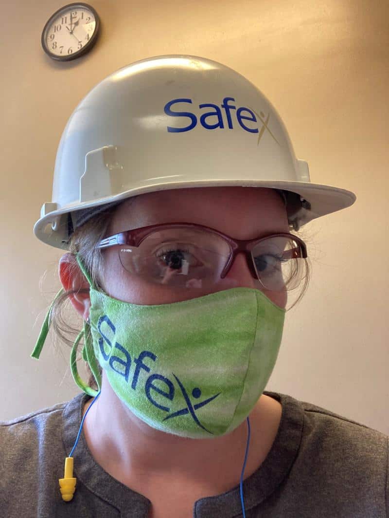 Industrial hygienist Ashley on the job.