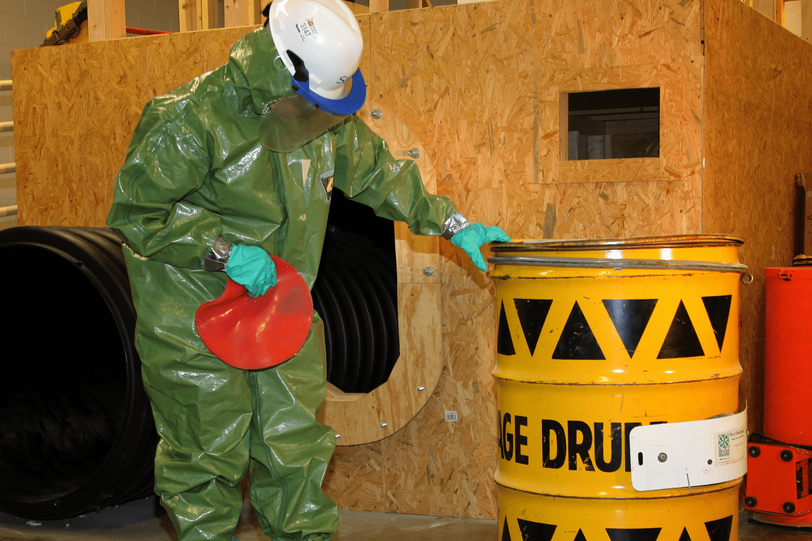 Inspecting drum of hazardous material
